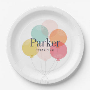Modern ballon bunch birthday party paper plate