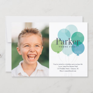 Modern Balloon Bunch Kids Birthday Party Invitation
