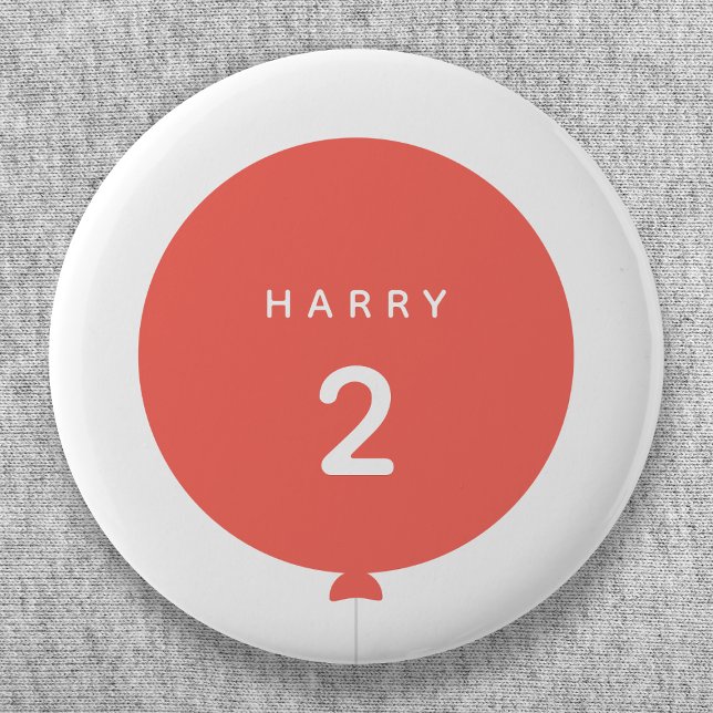 Modern Balloon | Coral Pink Birthday Party Age 6 Cm Round Badge (Creator Uploaded)