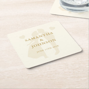 Modern Ballroom Vintage Ivory Wedding Square Paper Coaster