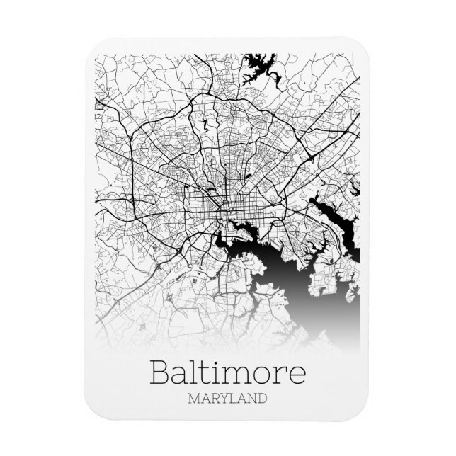 Modern Baltimore City Map Magnet (Vertical)