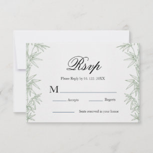 Modern Bamboo Greenery Wedding RSVP Card