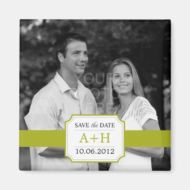Modern Band Save The Date Magnet (Lime) (Front)