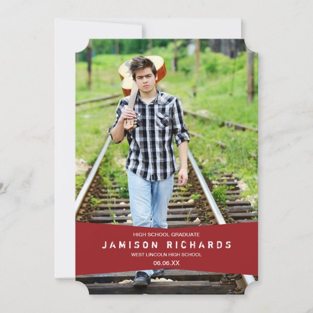 Modern Banner Grad Announcement / Red (Front)