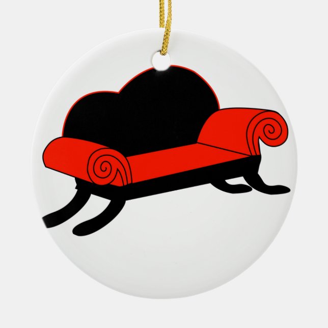 Modern banquette with wooden legs ceramic tree decoration (Front)