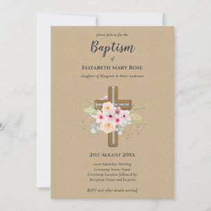 Modern BAPTISM Christening Bautizo INVITE FLORAL