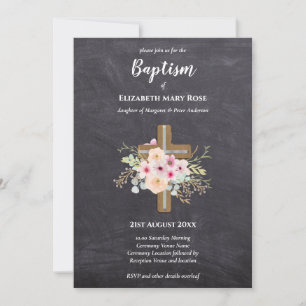 Modern BAPTISM Christening Bautizo INVITE FLORAL