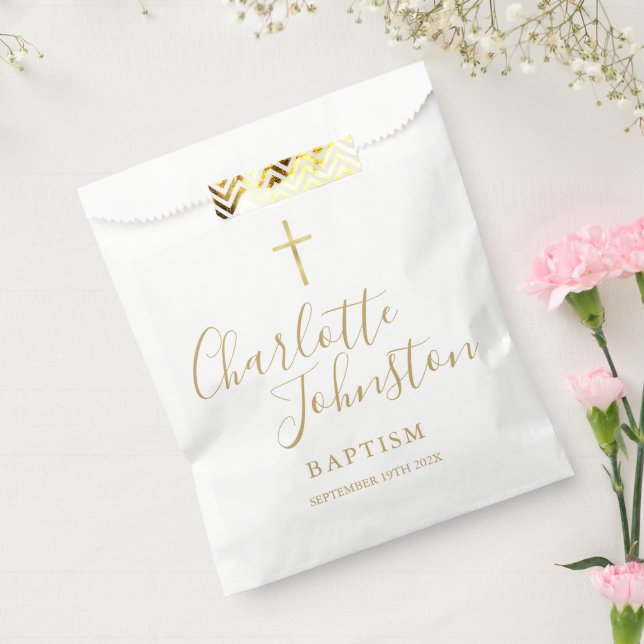 Modern Baptism Christening Golden Signature Favour Bag (Sealed)