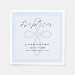 Modern Baptism Cross Blue Prayer Napkin