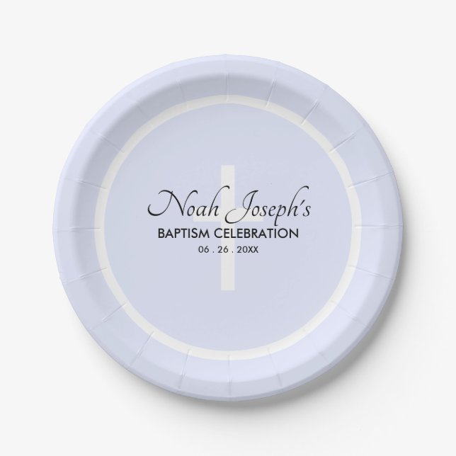 Modern BAPTISM Event Paper Party Plate (Front)