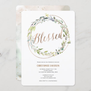 Modern, Baptism Invitation, Watercolor, Greenery, Invitation