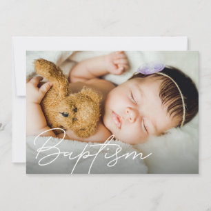 Modern Baptism Script Custom Photo Thank You Card