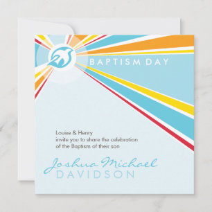MODERN BAPTISM unique colourful bright dove 5SQ Invitation