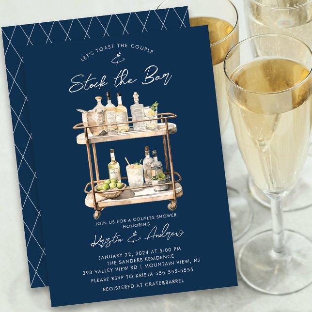 Modern Bar Cart Couples Shower  Invitation (Creator Uploaded)