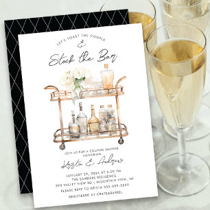 Modern Bar Cart Couples Shower  Invitation
