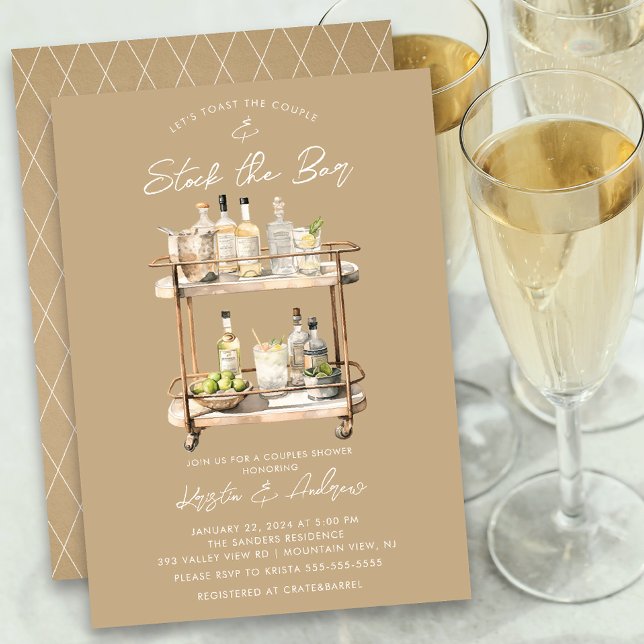 Modern Bar Cart Couples Shower  Invitation (Creator Uploaded)
