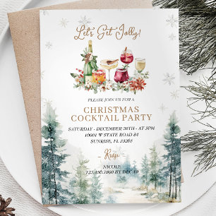 Modern Bar Christmas Lets Get Jolly Invitation