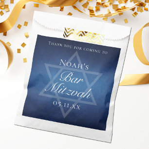 Modern Bar Mitzvah Blue Star of David Custom Party Favour Bag