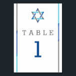 Modern Bar Mitzvah Design - Teal  & Black Table Number<br><div class="desc">Simple,  modern,  and cool Bar Mitzvah invitations featuring Star of David design with teal,  black and grey accents. Personalise online with your table numbers or other Bar Mitzvah Details</div>