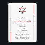 Modern Bar Mitzvah Invitations | Red   Black<br><div class="desc">Simple,  modern,  and cool Bar Mitzvah invitations featuring Star of David design with red,  black and grey accents. Personalise online with your Mitzvah details.</div>