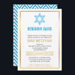 MODERN BAR MITZVAH INVITE gold blue jewish star<br><div class="desc">by kat massard >>> www.simplysweetPAPERIE.com <<< A simple, yet classy design for your son's BAT MITZVAH celebration. Wow your friends and family with this little number ;D Setup as a template it is simple for you to add your own details, add your photo or hit the customise button and you...</div>