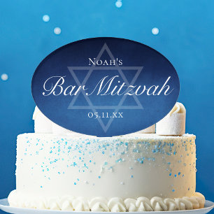 Modern Bar Mitzvah Party Blue Star of David Custom Cake Pick