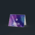 Modern Bar Mitzvah Purple Blue Thank You Card<br><div class="desc">Beautiful religious Jewish Bar Mitzvah thank you cards. Modern yet elegant watercolor design in navy blue, purple colours. White Star of David in middle Modern script letters. 'Is called to the TORAH as a Bar Mitzvah'. Prefect for 13 year old son, boy. Easy to edit - just add your information...</div>