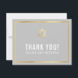 MODERN BAR MITZVAH simple thank you gold star grey<br><div class="desc">by kat massard >>> kat@simplysweetPAPERIE.com <<< A simple, stylish way to say thank you to your guest's for attending your child's BAR/BAT MITZVAH Setup as a template it is simple for you to add your own details, or hit the customise button and you can add or change text, fonts, sizes...</div>