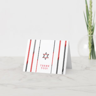 Modern Bar Mitzvah Thank You Cards   Red & Black