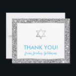 MODERN BAR MITZVAH thank you cool silver glitter<br><div class="desc">by kat massard >>> kat@simplysweetPAPERIE.com <<< A simple, stylish way to say thank you to your guest's for attending your child's BAR MITZVAH Setup as a template it is simple for you to add your own details, or hit the customise button and you can add or change text, fonts, sizes...</div>