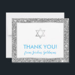 MODERN BAR MITZVAH thank you cool silver glitter<br><div class="desc">by kat massard >>> kat@simplysweetPAPERIE.com <<< A simple, stylish way to say thank you to your guest's for attending your child's BAR MITZVAH Setup as a template it is simple for you to add your own details, or hit the customise button and you can add or change text, fonts, sizes...</div>