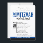 MODERN BAR MITZVAH trendy date royal blue black Invitation<br><div class="desc">by kat massard > WWW.SIMPLYSWEETPAPERIE.com Love the design, but would like to see some changes - another colour scheme, product, add a photo or adapted for a different occasion - no worries simply contact me - I am happy to help! - - - - - - - - - -...</div>