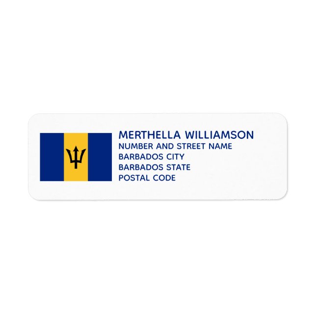 Modern BARBADOS FLAG Return Address Label (Front)