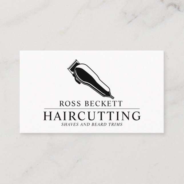 Modern Barber Hair Stylist Clippers Business Card (Front)