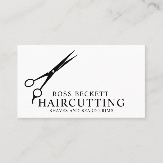 Modern Barber Hair Stylist Scissors Business Card (Front)