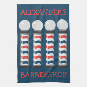 Modern Barber Poles Bar Towel Personalise