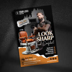 Modern Barber Shop Chair Hair Stylist Hairdresser Flyer