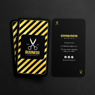 Modern Barber Shop Hair Barbershop Black Gold Business Card