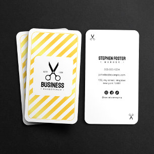 Modern Barber Shop Hair Barbershop White Gold Business Card