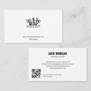 Modern Barber Shop Scissors Comb Business Card