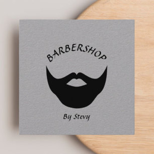 Modern Barber's Black & Grey Professional Square Business Card