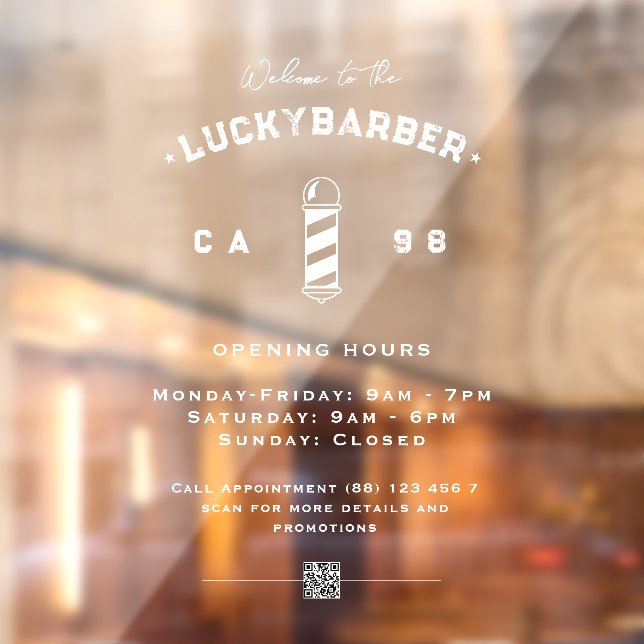 Modern Barbershop Barber's Pole Opening Hours QR (Sheet 2)