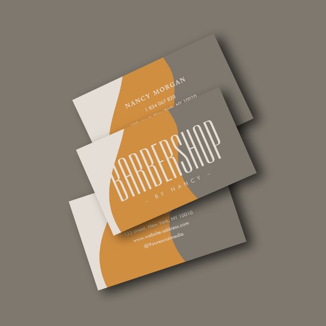 Modern Barbershop Earth Tones Rustic Business Card (Creator Uploaded)