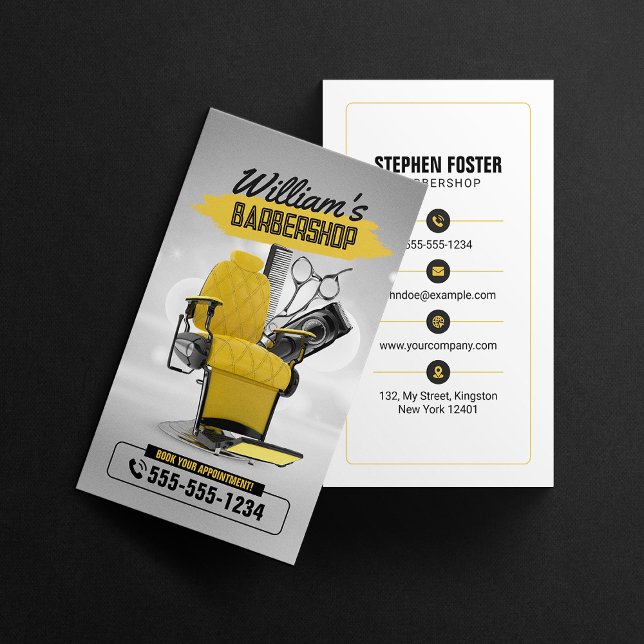 Modern Barbershop Hair Stylist Hairdresser Haircut Business Card (Creator Uploaded)