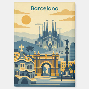 Modern Barcelona Sagrada Familia Illustration Magnet