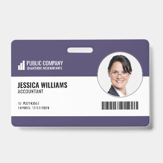 Modern Barcode Staff Employee ID Badge