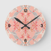 Modern Baroque Pattern in Pink Red Cream Round Clo