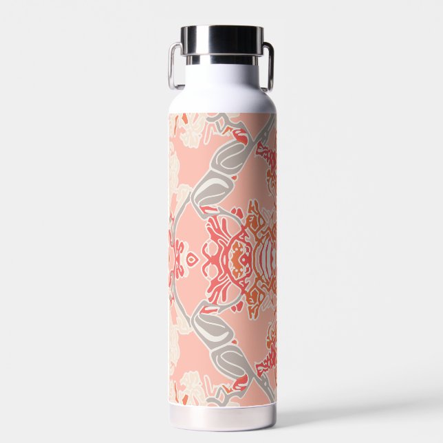 Modern Baroque Pattern in Pink Red Water Bottle (Front)