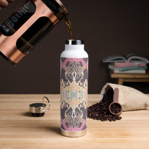 Modern Baroque Pattern in Red Pink Purple Blue Water Bottle