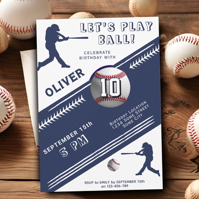 Modern Baseball Ball Player Themed Birthday Invitation (Creator Uploaded)